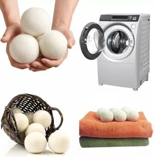 Wool Dryer Balls, Natural Fabric Softener, Reusable Laundry Balls for Reducing Static and Wrinkles, 6 Pack