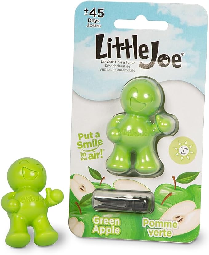 Little Joe 96416 Green Apple Scent Car Air Freshener A/C Vent Clip Uses Alcohol-Free Fragrance Oil is Non-Hazardous and Non-Toxic Plastic, Pack of 2