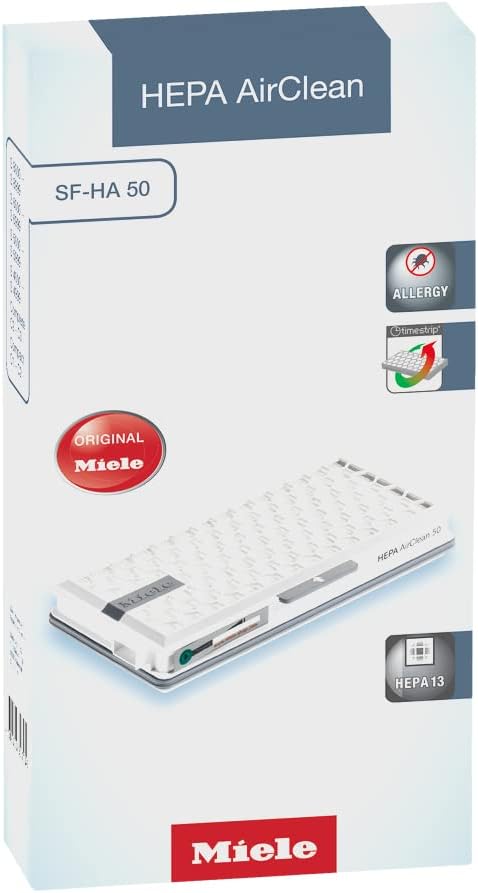 Miele HEPA AirClean SFHA50-2 Vacuum Filter, 12 Month Lifespan, With TimeStrip Filter Change Indicator - XL Pack For 2 Years of Clean Air