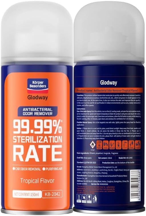 Glodway Air Refresher,Odor Eliminator Remover Spray,Odor Remover,Tropical Flavor Long-Lasting Scent For Home,Couch,Mattress,Furniture, bathroom,Fabrics & Trash,6 Ounce,4 pack