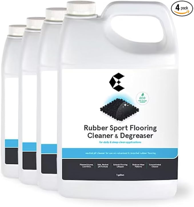 4 Pack Concentrated Rubber Floor Cleaner and Degreaser – Heavy-Duty Solution for Rubber Mats and Flooring, Eco-Friendly and Non-Toxic Formula 1 Gallon