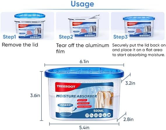 22Pack Moisture Absorbers, 10.6OZ Humidity Absorber Bucket, Moisture Absorbers for Closet, Dehumidifier Bucket for Wardrobes、 Kitchens and Bathrooms, Fragrance Free Humidity Absorber