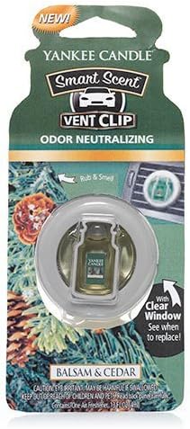 Yankee Candle Smart Car Vent Clip Air Freshener, Last up to 30 days, Balsam & Cedar