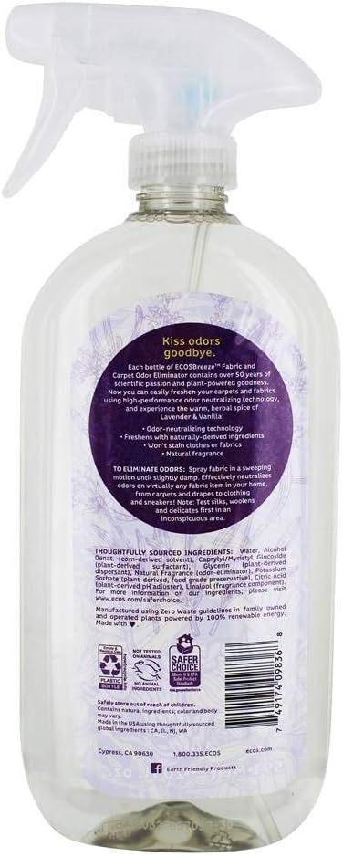ECOS Lavender Vanilla Fabric Refresher Odor Eliminator Spray, 20 OZ