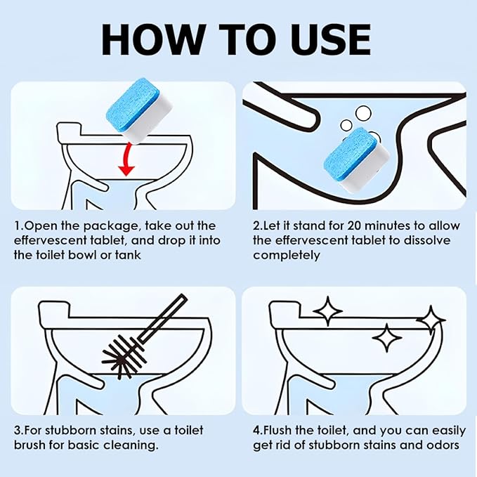 24pcs-Toilet Bowl Cleaners,Automatic Toilet Bowl Cleaners,Effervescent Toilet Cleaners,Interior Cleaning Fizz Pellet, Effervescent Cleaners Tablets