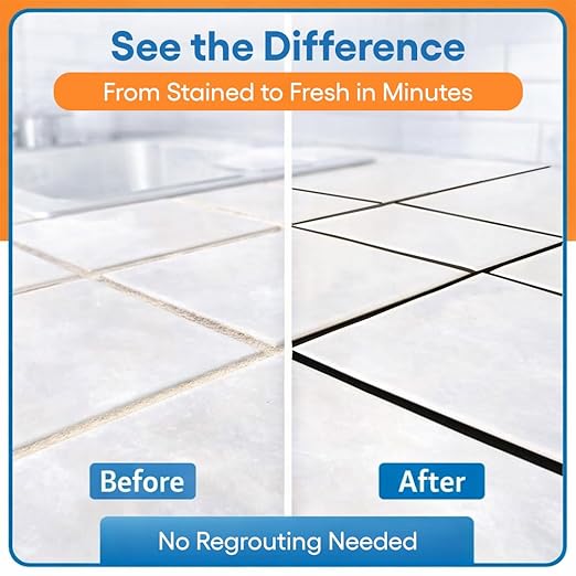 Black Grout Paint Pen Tile Grout Colorant & Sealer Marker, Quick-Dry, Ideal for Bathroom, Shower, Kitchen Tiles Restores Grout Lines, 3 Adjustable Tips (2-3 mm)