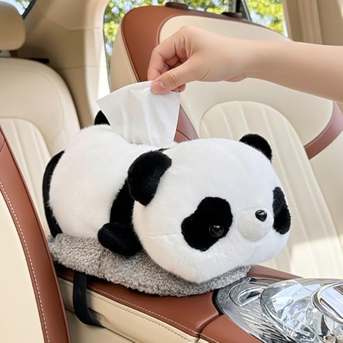 Plush Tissue Box Holder Cartoon Tissue Box Cover Decorative Tissue Holder Napkin Dispenser with Bamboo Charcoal Air Purifying Bag Design for Car Home