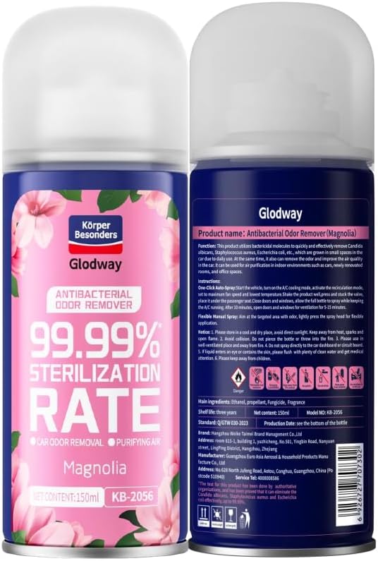 Glodway Air Refresher,Odor Eliminator Remover Spray,Odor Remover,Magnolia Long-Lasting Scent For Home,Couch,Mattress,Furniture, bathroom,Fabrics & Trash,6 Ounce,2 pack