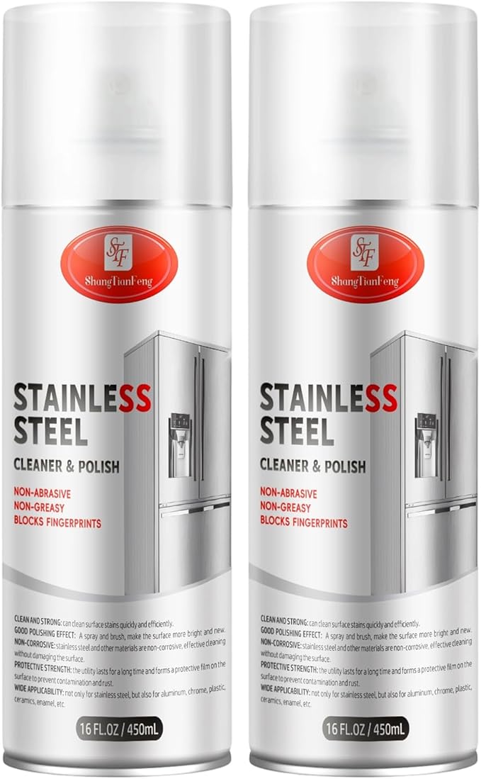 Stainless Steel Cleaner & Polish (17OZ Pack of 2)- Quick Shine, Streak-Free Formula - Safe for Appliances, Cookware, Sinks - Restores Shine - Eco-Friendly