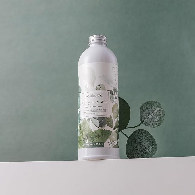 ROMIIE ZOI Eucalyptus Mint Room Spray Refill - 500ml / 16.8 Fl Oz - Soothing Aromatherapy Scent for Spa-Like Relaxation & Clarity - Concentrated Air Freshener