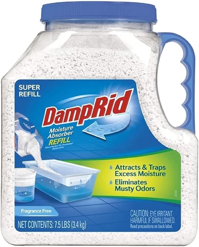 DampRid Moisture Absorber Refill Container 7.5 lb – Fragrance Free Odor and Moisture Absorber for Basements, Closets & Storage Spaces – High-Capacity Humidity Control, 1 Pack – Ilios Packaging