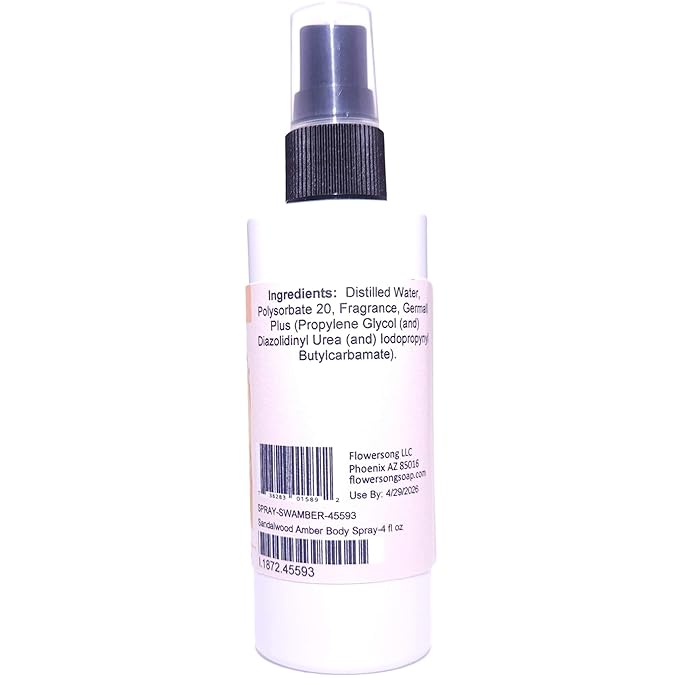 Blossom to Bath Sandalwood Amber Body Spray (4 Ounce) - Phthalate Free Fragrance - Energizes Skin with a Woodsy Warm Scent