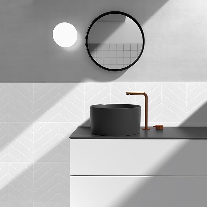 Peel and Stick Backsplash for Kitchen,New Upgrade Herringbone Tiles,Stick on Subway Tile Peel and Stick Backsplash,Whtie 10-Sheet.