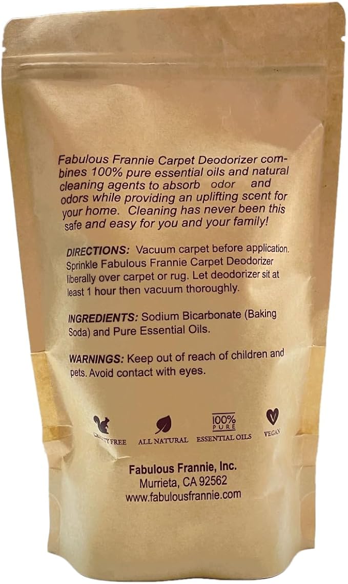 Fabulous Frannie All Natural Ingredients No Synthetics Clean & Fresh Scent Carpet Care made with Pure Essential Oils Lemon & Lavender 26oz (Pack of 1)