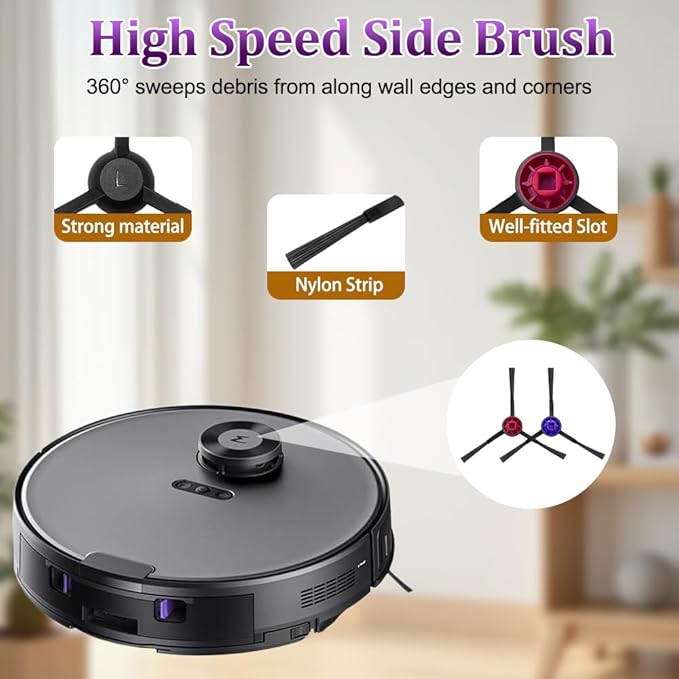 E10s Replacement Parts Accessories Compatible with Eureka E10s Robot Vacuum Cleaner, Including 1 Main Brush, 2 Hepa Filters, 2 Mop Pads, 4 Edge-Sweeping Brushes (13Pc)