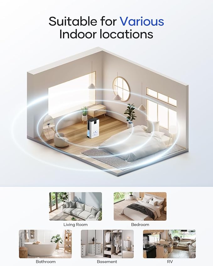 Dehumidifier, 95 OZ Water Tank Dehumidifiers for Home with Auto Shut Off, 1000 sq. ft. Dehumidifier for Bedroom Bathroom Basement Rv with 7 Color Light, Quiet Dehumidifiers with Sleep Mode
