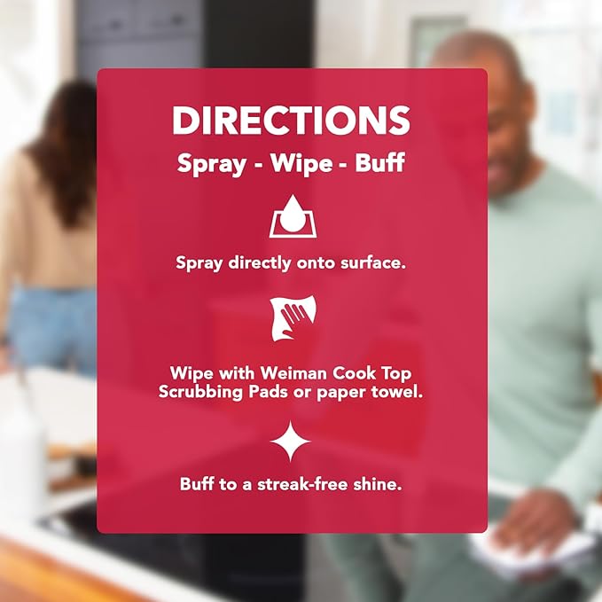 Weiman Daily Cooktop Cleaner with Microfiber Cloth Included for Glass Ceramic and Induction Cook Tops, 22oz (Pack of 2)