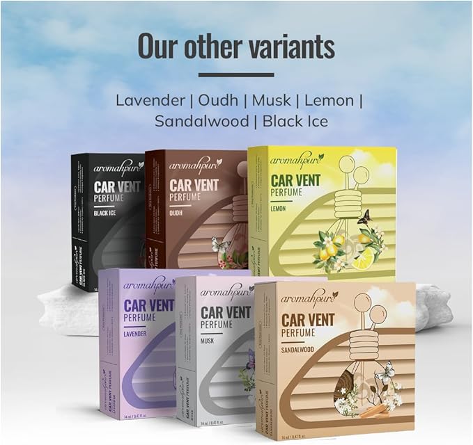 Premium Car Perfume Vent Clip |14 ML |Lavender Fragrance Car Air Freshener |Natural Essential Fragrance Oils in Glass Bottle with Wooden Reed Sticks|Long Lasting upto 30 days