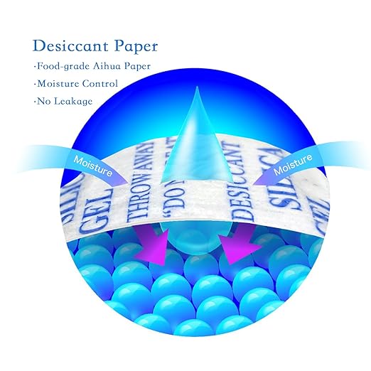 Silica Gel Packets – 50 Gram 25 Packs Desiccant Bags, Moisture Absorbers for Storage, Food Safe Desiccant Dehumidifier Packs for Seeds, 3D Filaments, Electronics, Safes, Clothes, Documents