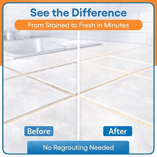 Light Beige Grout Paint Pen Tile Grout Colorant & Sealer Marker, Quick-Dry, Ideal for Bathroom, Shower, Kitchen Tiles Restores Grout Lines, 3 Adjustable Tips (2-3 mm) 2 Pack