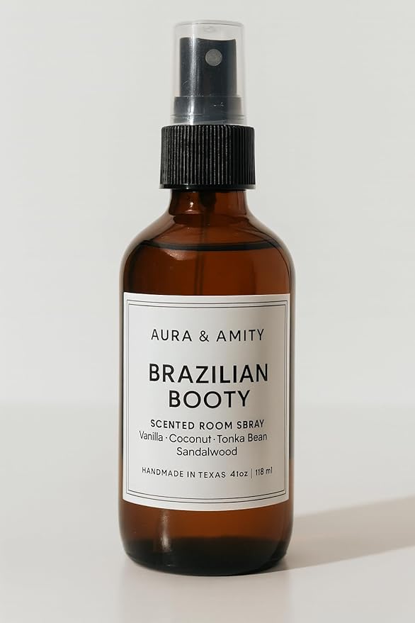 Aura & Amity Premium Room & Linen Spray – Handmade Luxury Fabric & Home Fragrance Mist, Long-Lasting & Eco-Friendly (Brazilian Booty)