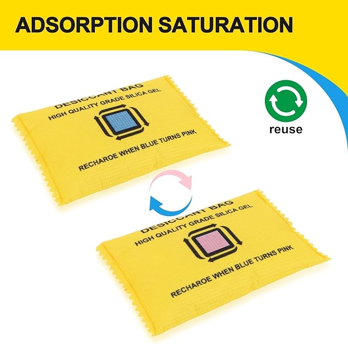 12 Packs Rechargeable Desiccant - GARGEN Moisture Absorber Reusable Silica Gel Packets, Color Changing Desiccant for Moisture Control & Storage,100g