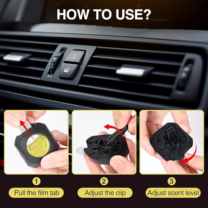 Car Air Freshener Vent Clip, Lemon Scented Car Accessories, Long Lasting for Strong Odors, Unstopables Fresh Scent, Lasting Over 180 Days, 6 Count