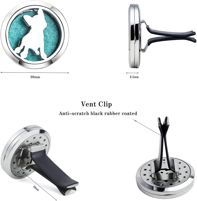 Dog Car Diffuser Vent Clips Essential Oil Car Diffuser (Oil Not Included) Stainless Steel Car Accessories for Women Mother's Birthday with 10 Felt Pads
