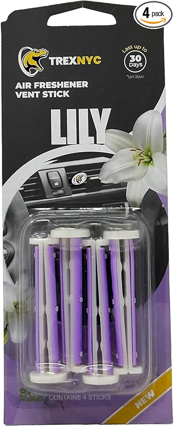 Car Air Fresheners Vent Sticks, Essential Car Odor Eliminator, For Long Lasting Fragrance up to 30 days (Lily, 1 Pack)