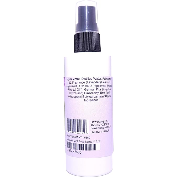Blossom to Bath Lavender Mint Body Spray (4 Ounce) - Pure Essential Oil Fragrance - Energizes Skin with a Cheerfully Relaxing Scent