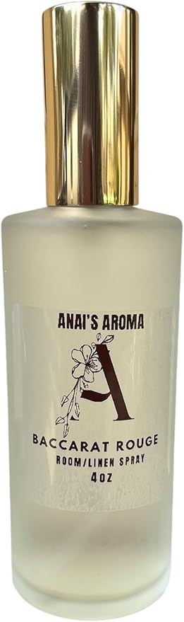 ANAI'S Aroma Baccarat Rouge Glass Room and Linen Spray, Home Fragrance,Long Last Scent, Odor Eliminator, Air Freshener, Refresh Fabric, Car, Restroom, Bedding, Travel Size 4oz