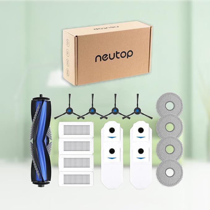 Neutop Replacement Parts Compatible with Ecovacs Deebot N30 Omni, N30 Pro Omni, Robot Vacuum Accessories 1 Roller 4 Filter 4 Side Brush 4 Mop Pad 4 Dust Bag