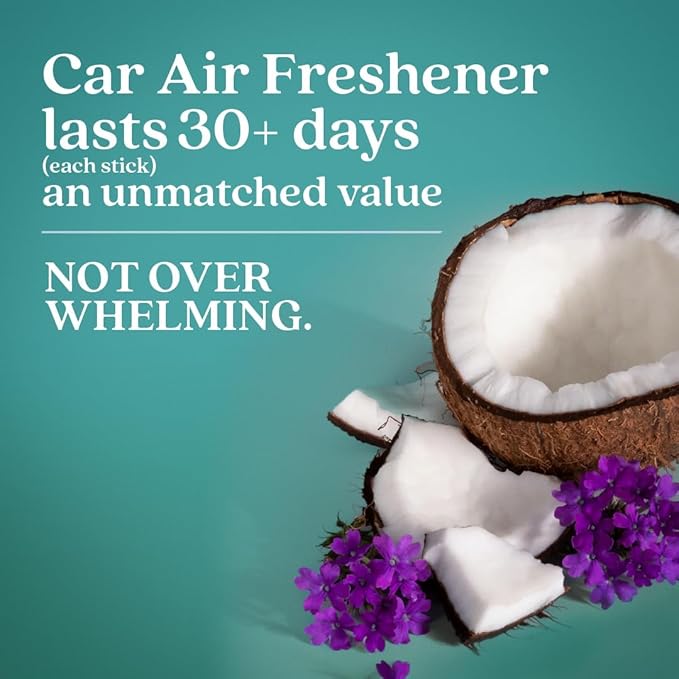 Enviroscent Non-Toxic Car Vent Clip | Single Use Car Air Freshener | Car Scent Lasting Over 30 Days Each, 8 Count (Seaside Coconut & Verbena)