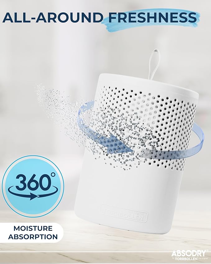Absodry by Torrbollen Moisture Absorber 1.3lb Bag — Dehumidifier for Bedroom, Electricity & Battery Free Dehumidifiers for Home, Air Freshener and Purifier for Home Up to 90 Days, 269 ft² (White)