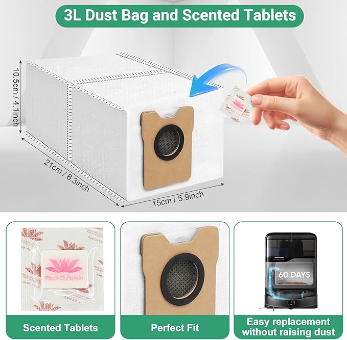 Replacement Kit for Eufy Robot Vacuum C10 – Includes: 2 Main Brushes, 4 Filters, 6 Side Brushes, 6 Dust Bags, 6 Scented Tablets, 1 Cleaning Brush & 1 Screwdriver