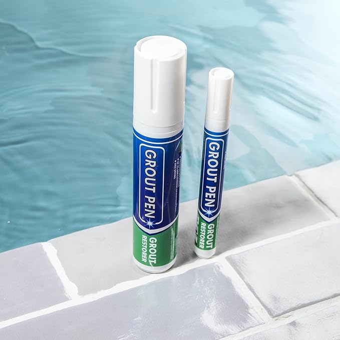 Grout Pen Tile Paint Marker: Waterproof Grout Colorant and Sealer Pen to Renew, Repair, and Refresh Tile Grout - Cleaner Coating Stain Pens - 2 Pack, 5mm Narrow and 15mm Wide Tip Pen - White