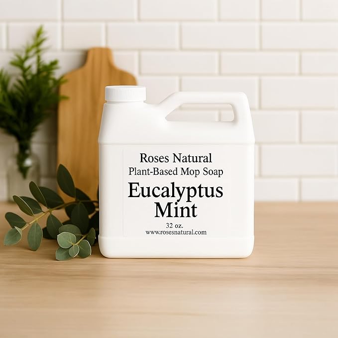 Plant-Based Floor Cleaner Mop Soap – 32 oz | Streak-Free, Highly Scented, Concentrated Mop Solution for Tile, Vinyl, Hardwood & Sealed Floors | Non-Toxic, Eco-Friendly (Eucalyptus Mint)