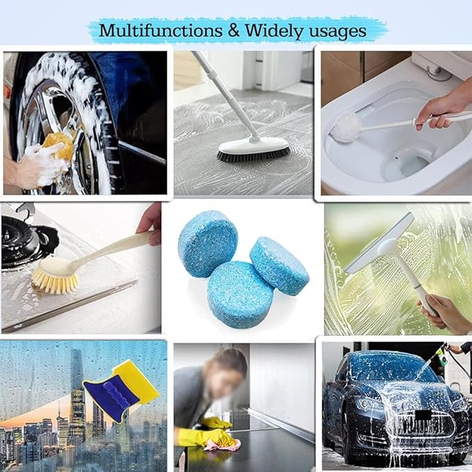 100 Pcs Atuo Windshield Washer Tablets,Windshield Wiper Fluid,1 Pack Makes 105 Gallons,1 Piece Makes 1.05 Gallons(Winter: Use With De-icer or Methanol)