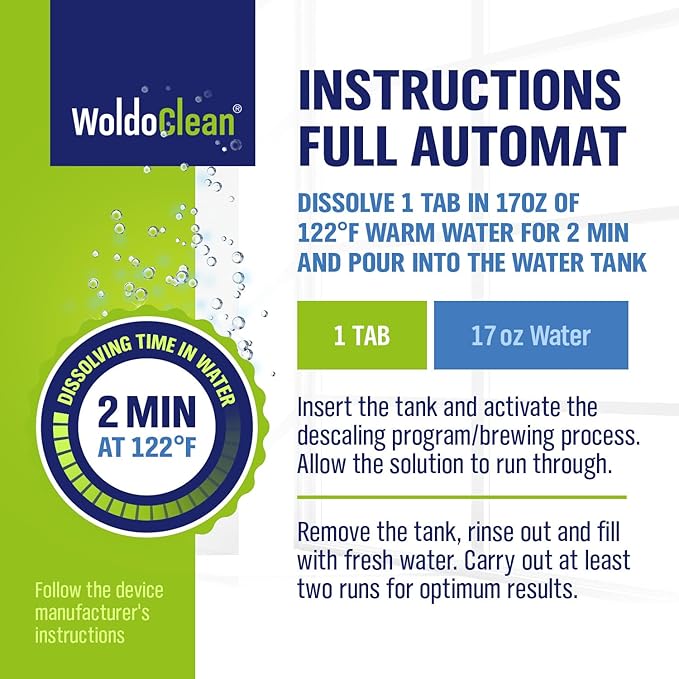 WoldoClean Coffee Machine Cleaner & Descaler Tablets (40 Count) - Universal Descaling Tabs Compatible with Nespresso, Keurig, Ninja, Breville & Drip Coffee Makers, Removes Limescale & Mineral Buildup