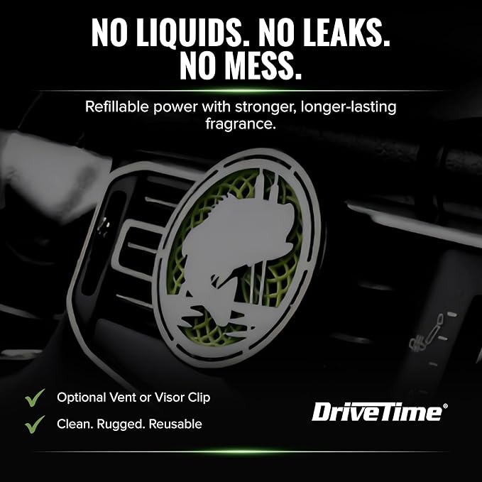 Drive Time Truck Puck Bamboo Rain Fragrancee Car Air Freshener – Long-Lasting Car Deodorizer, Refillable Vent & Visor Clip Auto Air Freshener for Car, Truck & SUV, Premium Fragrance, Pack of 3