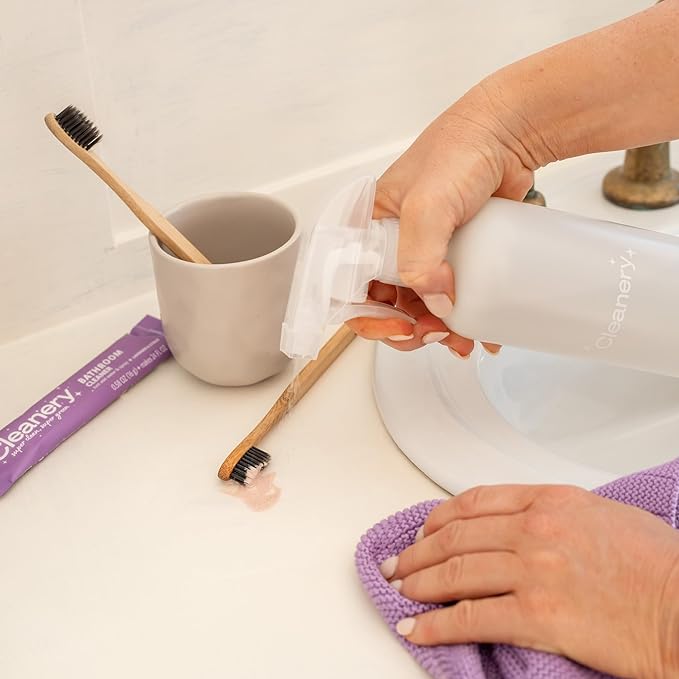 Bathroom Cleaner Starter Kit with Reusable Spray Bottle + 2 Tea Tree & Mint + 2 Lavender, Makes 24 fl oz each