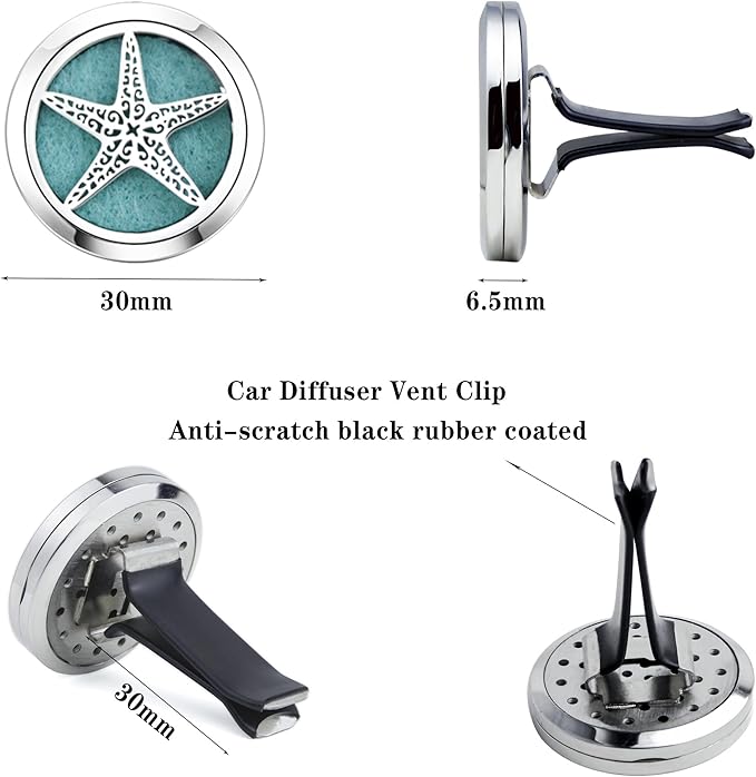 AZNECK Car Diffuser Vent Clip Car Essential Oil Diffuser Vent Clips Air Freshener 10 Felt Pads Starfish Mother's Christmas Birthday Car Accessories Gifts for Women & Men