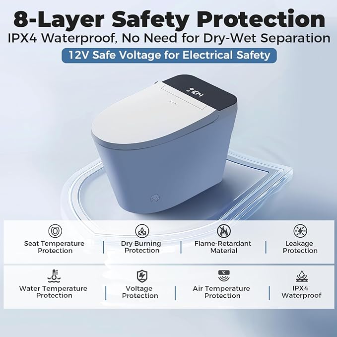 Smart Toilet with Bidet Built in Tank, Rear & Feminine Wash, Air Dryer, Auto Flush, Foot Sensor Flush, Heated Seat, Warm Water Self Cleaning, 12" Rough In, One-Piece Elongated (ZY695 Core)