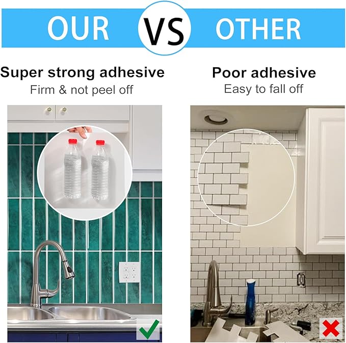 Peel and Stick Tile,New Upgrade Thicker Design Self Adhesive 12" x 12" Large Premium Peel and Stick Backsplash for Kitchen,Bathroom, Living Room, RV Etc(10-Sheet).