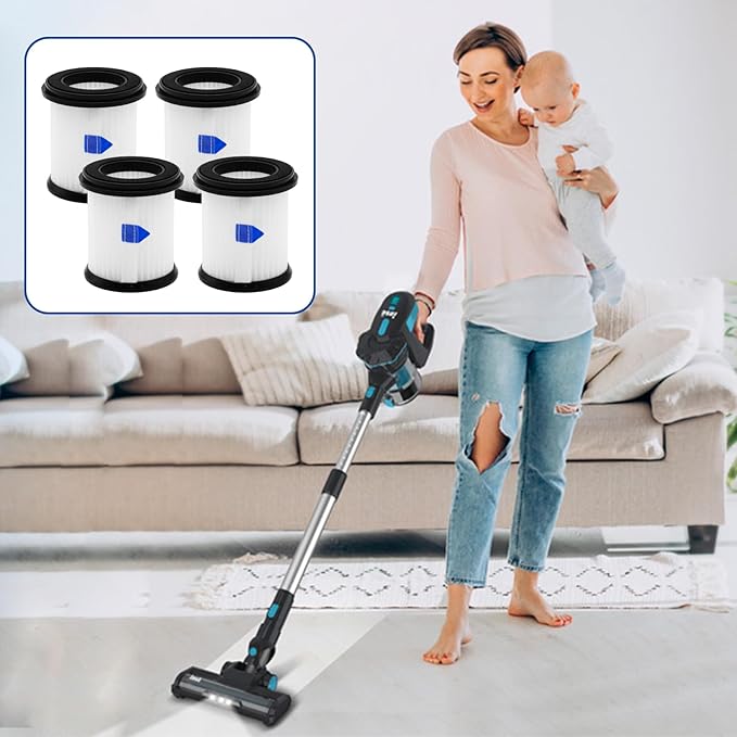 ilovelife 4PCS HEPA Filter with Mesh Filter Replacement for INSE N5S N5T S6T S6P Pro S610/TMA T120 T121 T151 T150 T220 T210 T181 T180 T220 Cordless Vacuum Cleaner, White