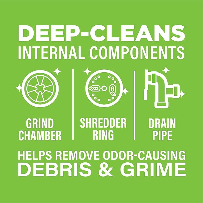 Affresh Garbage Disposal Cleaner, Helps Power Away Odor Causing Bacteria, Debris & Grime in Grind Chamber, Impeller & Drain Pipe, 12 Tablets, 1 Year Supply