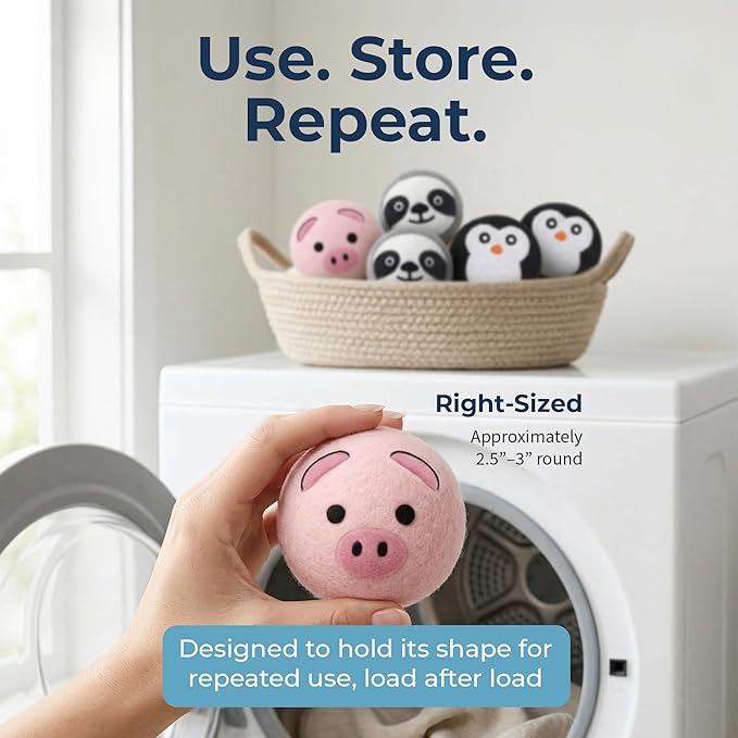 Best Brands Wool Dryer Balls 6 Pack - 100% Natural Fabric Softener Alternative, Reusable Laundry Balls for Dryer, Reduces Static Cling, Wrinkles & Drying Time, Safe for Baby Clothes & Delicates