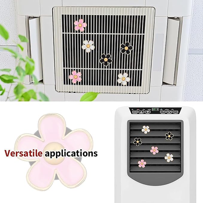 Daisy Air Vent Clips, 4 Pcs Cute Flower Car Air Conditioning Outlet Clip Car Air Freshener Clip Charm Car Inter Decor Accessories for Women (Blue)
