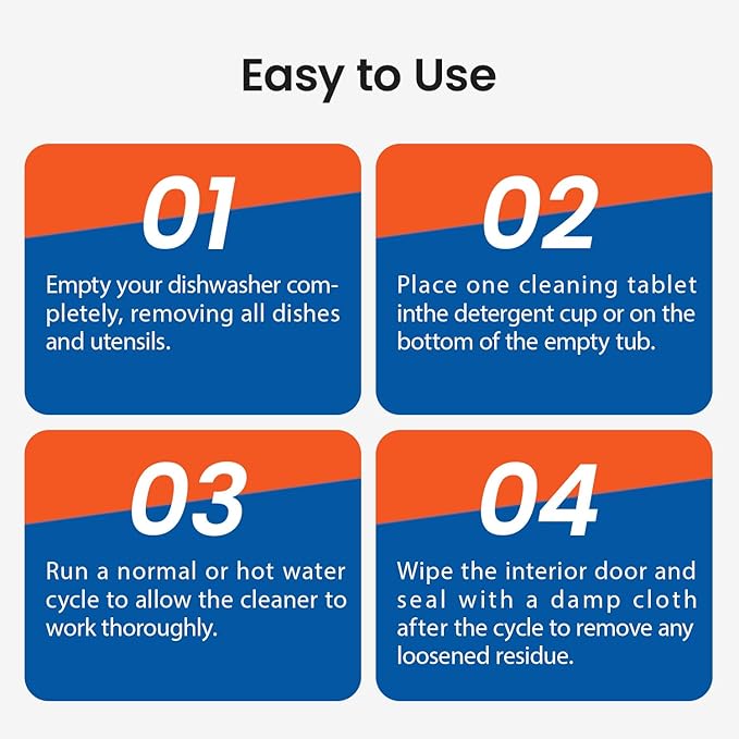 Dishwasher Cleaner And Deodorizer-30 Pack Cleaning Tablet-15 Month Suply for Heavy Duty Dish Washer Machine, Non Toxic for Dish, Septic Safe& Smell Remover, Lemon Scent