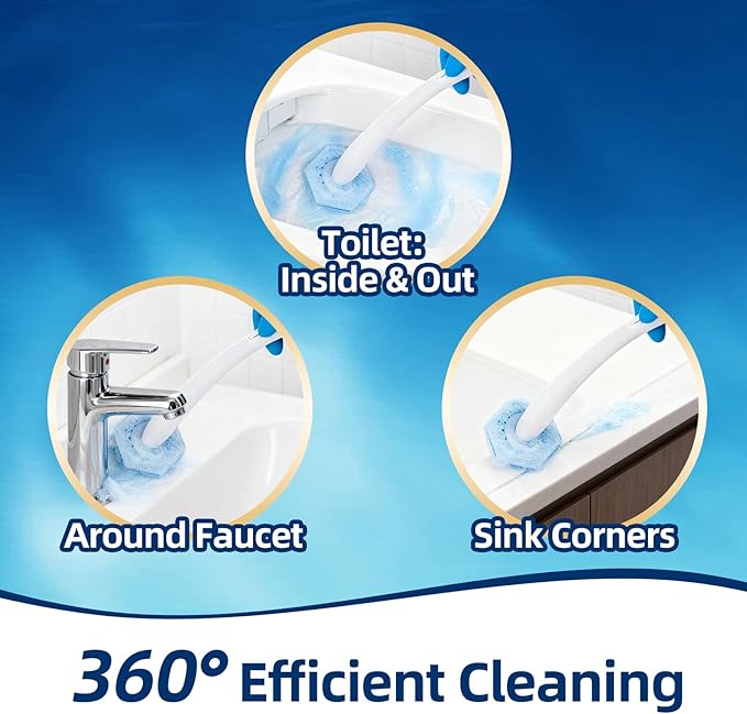 60 Count Toilet Cleaner Refill Pads Compatible with Clorox ToiletWand, High-Density Disposable Toilet Brush Refills for Powerful Scrubbing